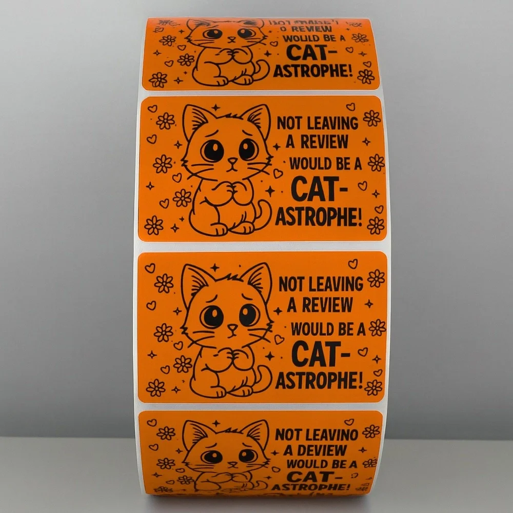 Cat Review Stickers – Cute Not Leaving a Review Would Be a Catastrophe Labels